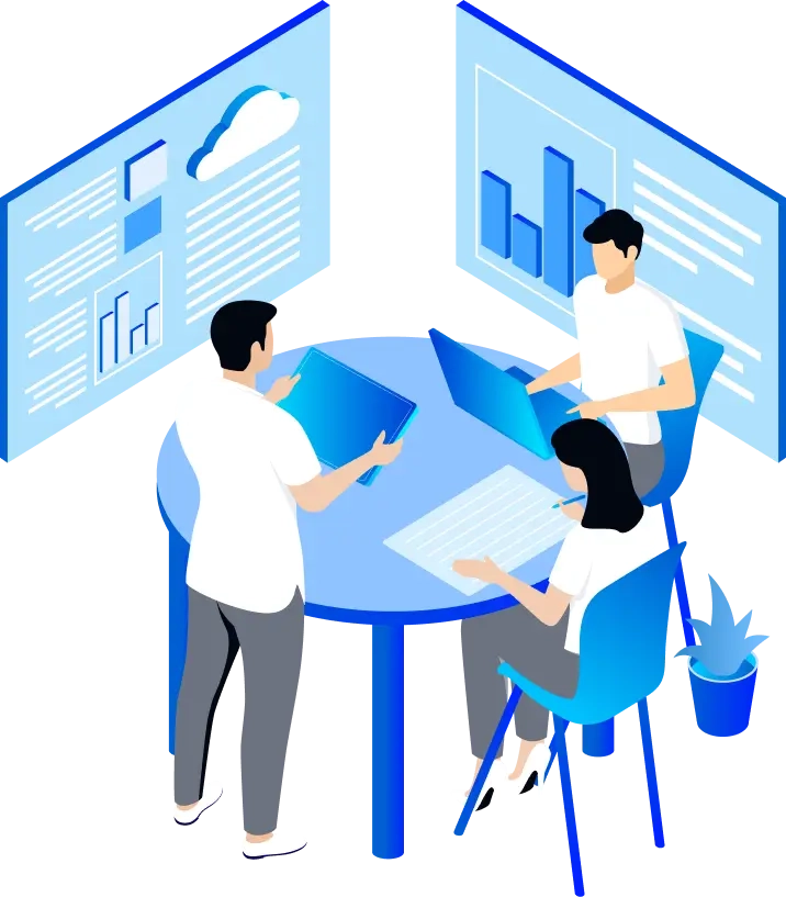 رسم توضيحي isometric لمساحة عمل تعاونية
