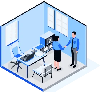 Illustration of a one-on-one meeting room with two chairs