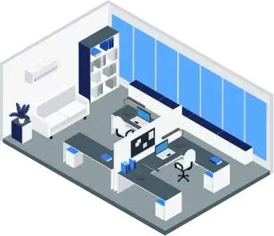 Illustration of a double office with two desks
