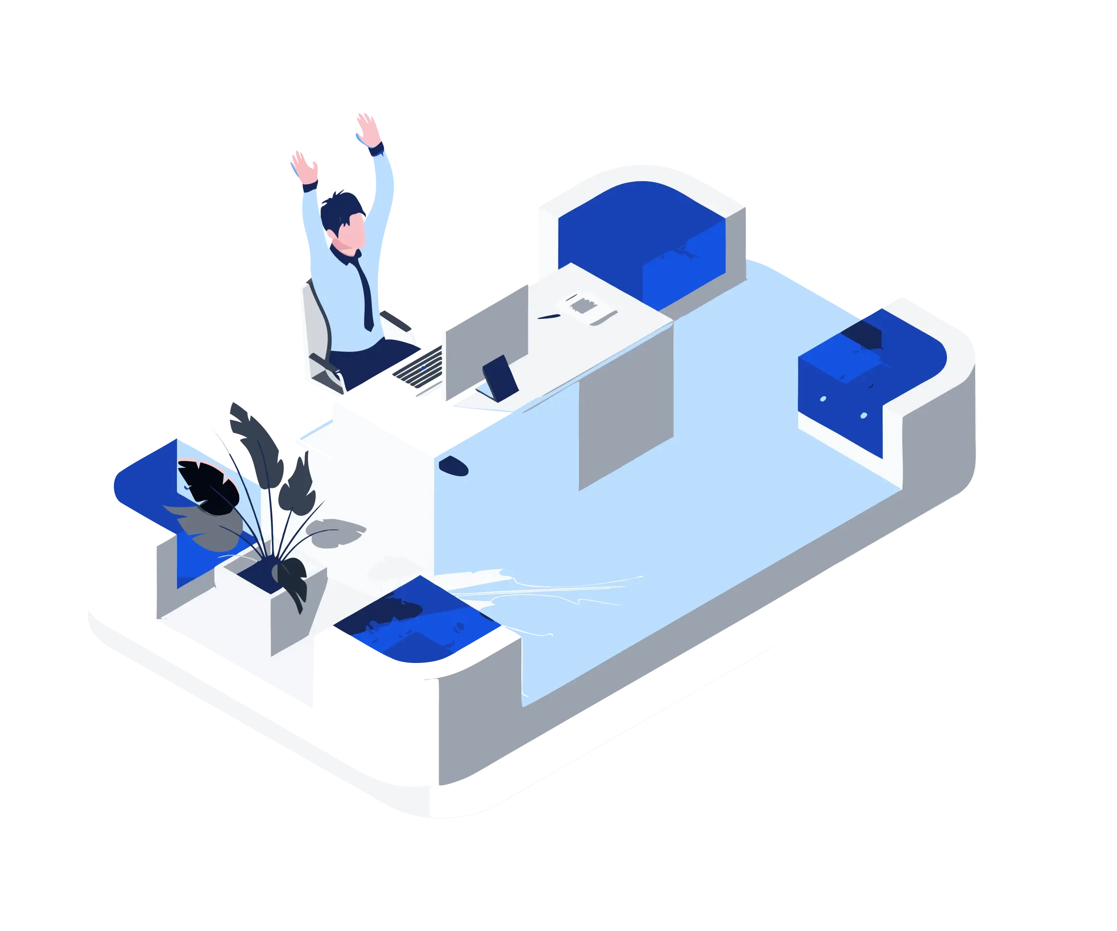 Illustration of a premium executive office with lounge area
