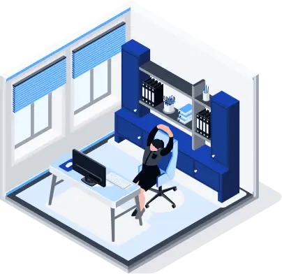 Illustration of a private study room with shelving