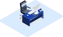 Illustration of a single office with desk and computer