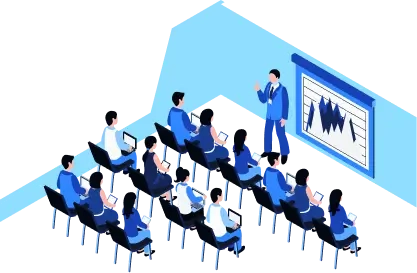 Illustration of a training room with classroom setup
